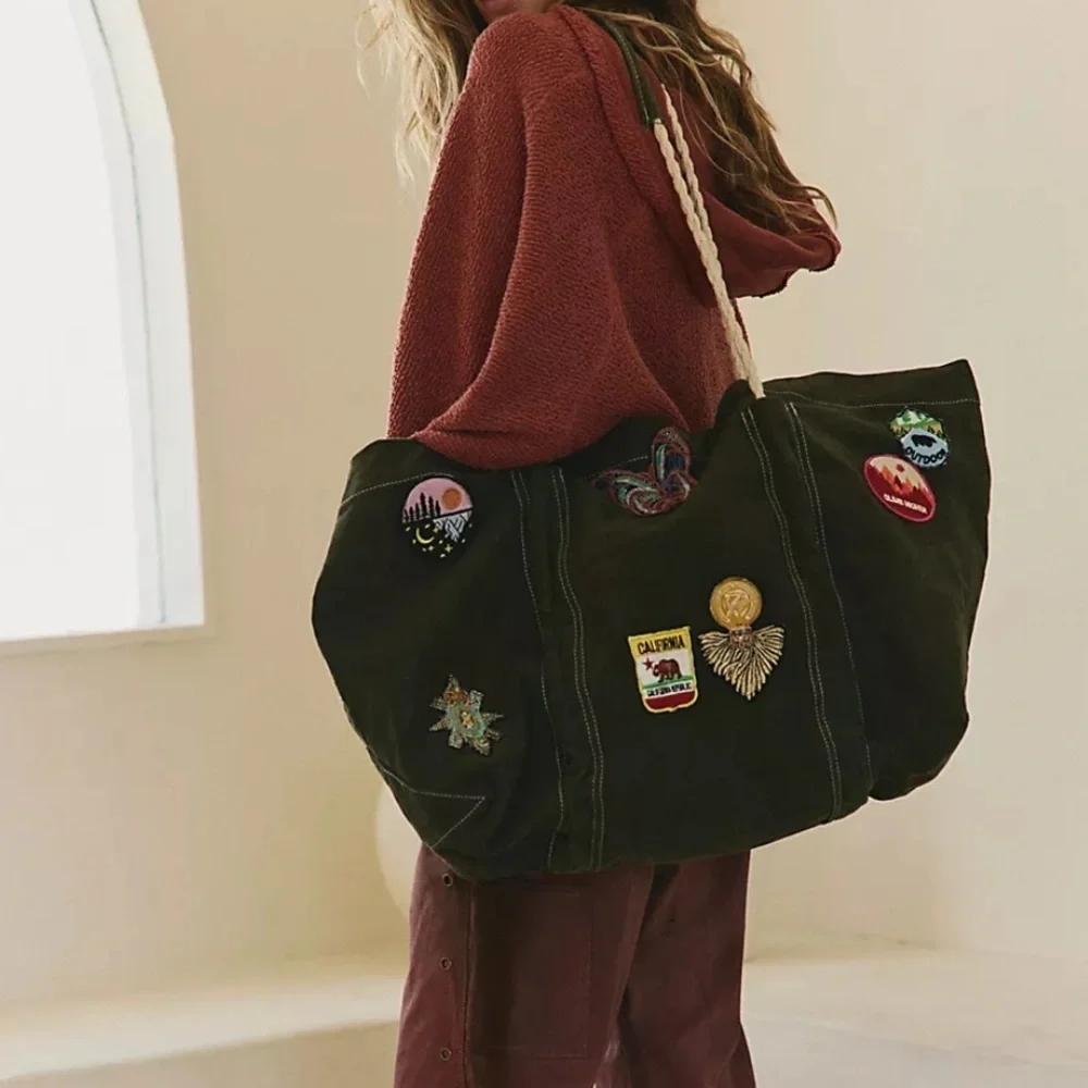 NWOT Free People Been There Badge Tote Bag